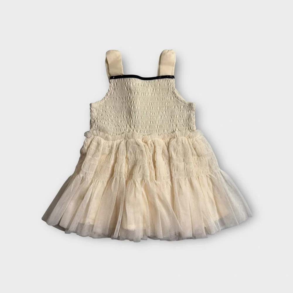 Peek Cream Striped Smocked Tulle Dress & Light Matching Jacket